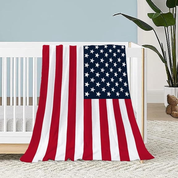 xuhooa Patriotic Throw Blanket Baby Small 4th of July Memorial Day Fourth of July American Flag Blanket for Swaddle Toddler Pet Veteran Day Stars and Stripes Red White Blue Blanket 30x40