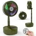thumbnail image 1 of xumemall Foldable Oscillating Pedestal Fan with Remote, 8" USB C Rechargeable 20000mah Battery Powered Fan with LED Colorful Lights, Portable Floor Fan - Camping, Table, Home Travel Green C95, 1 of 3