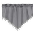 thumbnail image 1 of xuyanhg Beaded Triangle Sheer Valance Curtains for Living Room,Rod Pocket Farmhouse Window Valance, Bedroom Bathroom Cafe Bead Trim Valance 51x27 Inches (Gray), 1 of 8