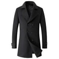 thumbnail image 1 of xxxiticat Men's Woolen Trench Coat Regular Fit Double Breasted Wool Blend Jacket Winter Pea Coat Businesss Overcoat(BL,M), 1 of 4