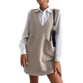 thumbnail image 1 of xxxiticat Women's Long Sweater Vest Overall Dress Oversized V Neck Sleeveless Spring Knit Shirt Short Dress(AP,S), 1 of 4