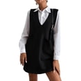 thumbnail image 1 of xxxiticat Women's Long Sweater Vest Overall Dress Oversized V Neck Sleeveless Spring Knit Shirt Short Dress(BL,XL), 1 of 4