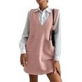thumbnail image 1 of xxxiticat Women's Long Sweater Vest Overall Dress Oversized V Neck Sleeveless Spring Knit Shirt Short Dress(PI,M), 1 of 4
