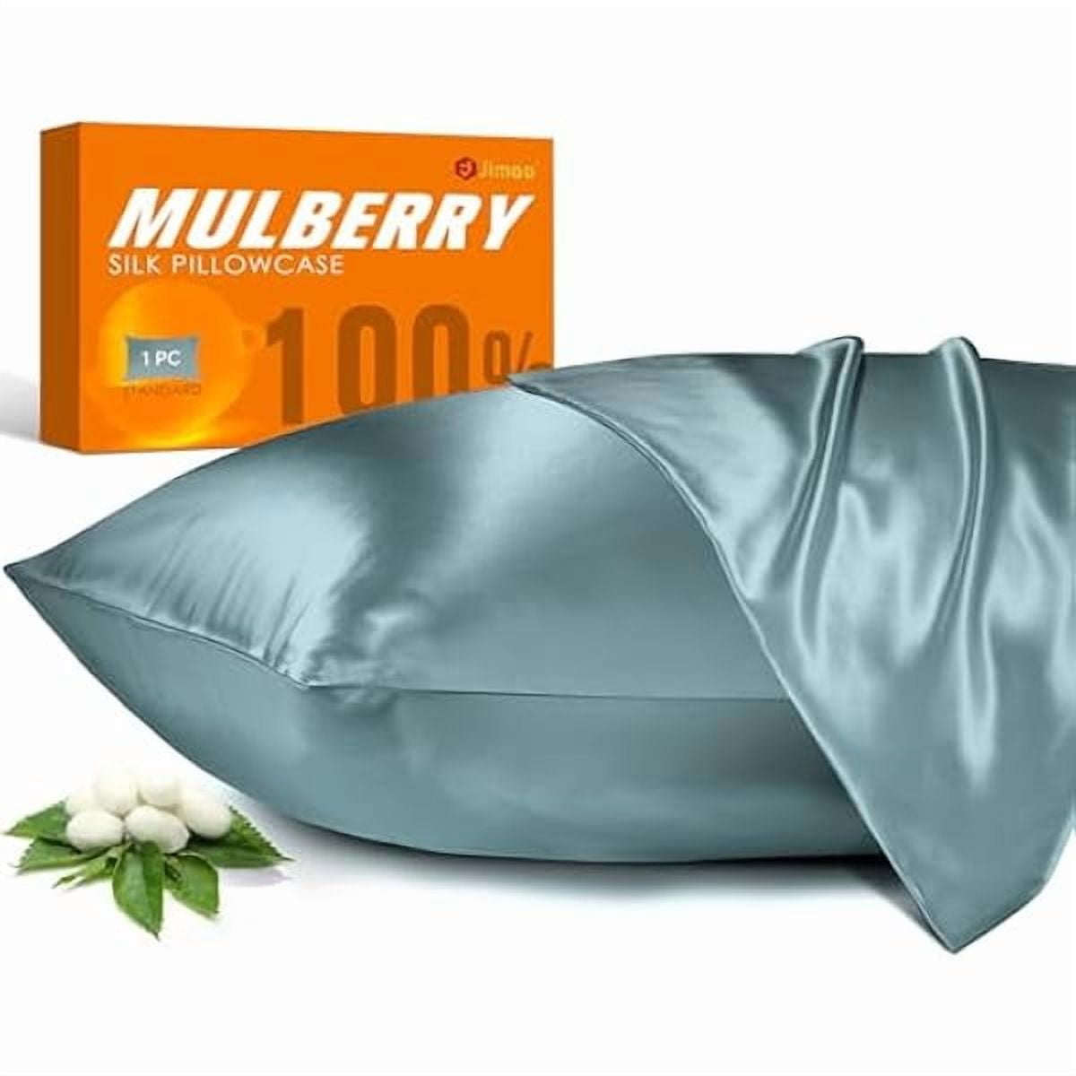 xzyuan 100% Mulberry Silk Pillowcase for Hair and Skin, 22 Momme Pure Natural Silk Pillow Case Both Sided with Zipper, Pillow Cover for Women Mom Men (Airy Blue, Queen 20''×30'', 1 Pack)