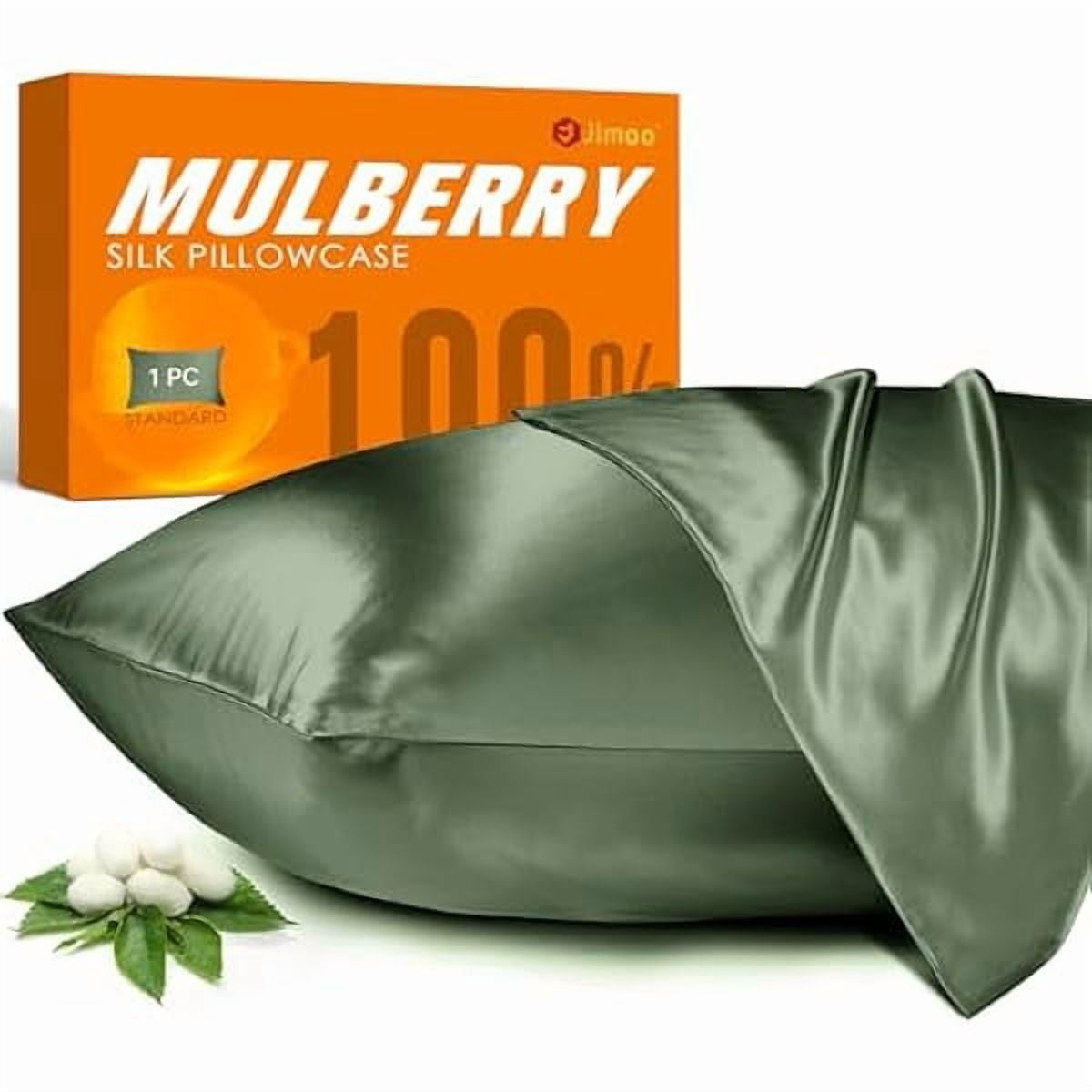 xzyuan 100% Mulberry Silk Pillowcase for Hair and Skin, 22 Momme Pure Natural Silk Pillow Case Both Sided with Zipper, Pillow Cover for Women Mom Men (Matcha, Queen 20''×30'', 1 Pack)