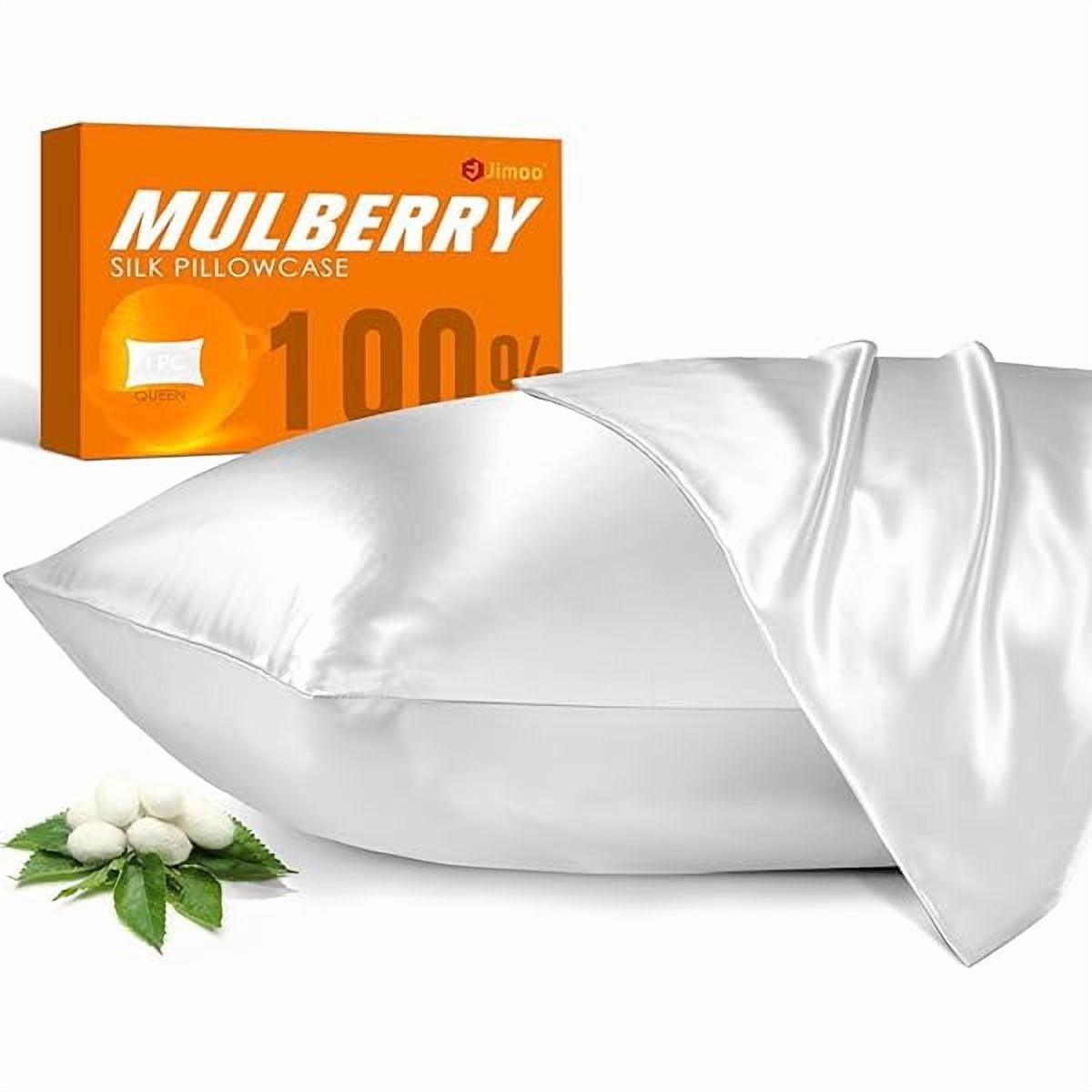 xzyuan 100% Mulberry Silk Pillowcase for Hair and Skin, 22 Momme Pure Natural Silk Pillow Case Both Sided with Zipper, Pillow Cover for Women Mom Men (White, Queen 20''×30'', 1 Pack)