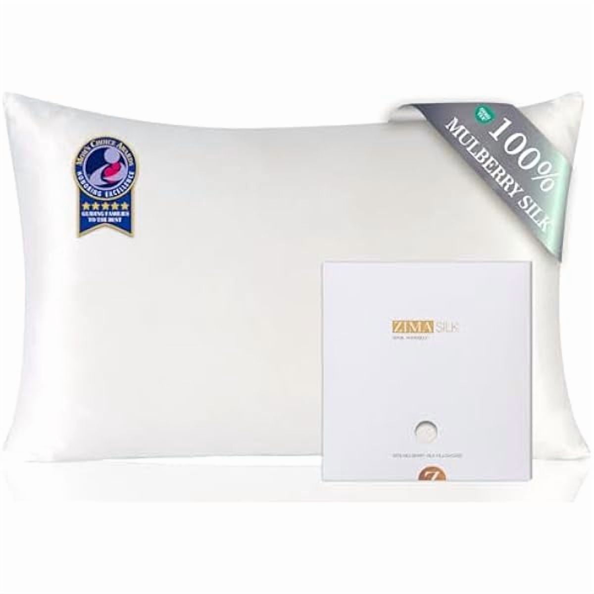 xzyuan 100% Pure Mulberry Silk Pillowcase for Hair and Skin Health,Soft and Smooth,Both Sides Premium Grade 6A Silk,600 Thread Count,with Hidden Zipper,1pc (Queen 20''x30'',White)