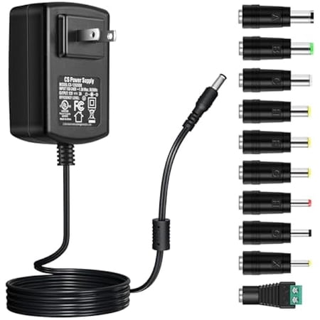 xzyuan 12V 2A Power Supply Adapter with 10 Tips,DC12V 2000mA Power Adapter for LED Strip Light,CCTV Camera,Piano Keyboard,BT Speaker,Router and More,UL Listed FCC
