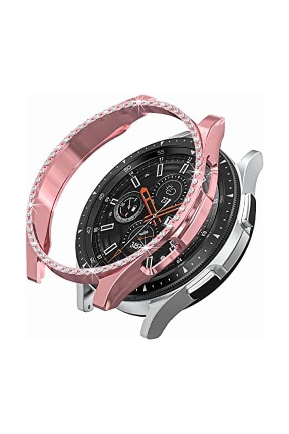 2 PCS Compatible for Samsung Galaxy Watch 4 Classic 46mm Case for Women, Hard PC Edge Bumper Case Bling Crystal Diamond Rhinestones Frame Protective Case Cover for Galaxy Watch 4 Classic 46mm