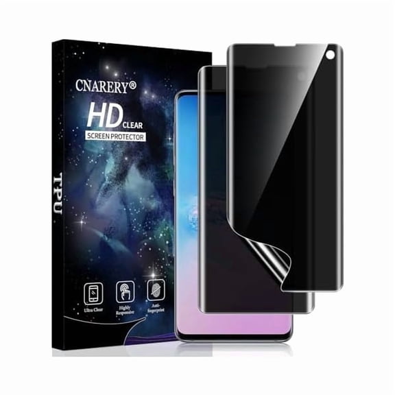 xzyuan 2 Pack Privacy Screen Protector for Samsung Galaxy S10 [Not Glass], Anti-spy Flexible TPU Screen Protector, Support Fingerprint 3D Curved Full Coverage