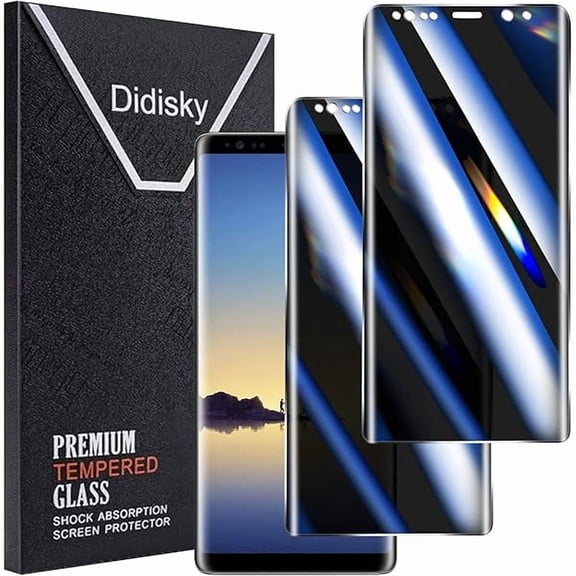 xzyuan 2 Pack for Samsung Galaxy Note 8 Privacy Screen Protector Tempered Glass, 3D Curved Full Coverage, 9H Hardness, Anti-Spy, Anti Scratch, Bubble Free, Easy to Install