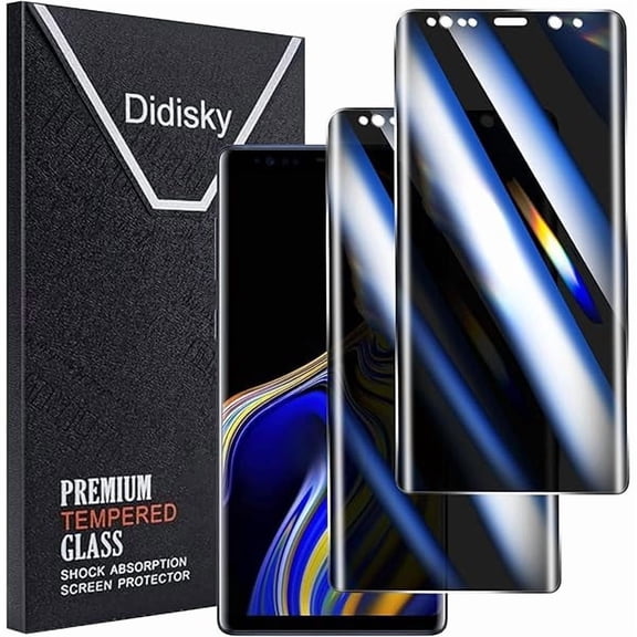 xzyuan 2 Pack for Samsung Galaxy Note 9 Privacy Screen Protector Tempered Glass, 3D Curved Full Coverage, 9H Hardness, Anti-Spy, Anti Scratch, Bubble Free, Easy to Install