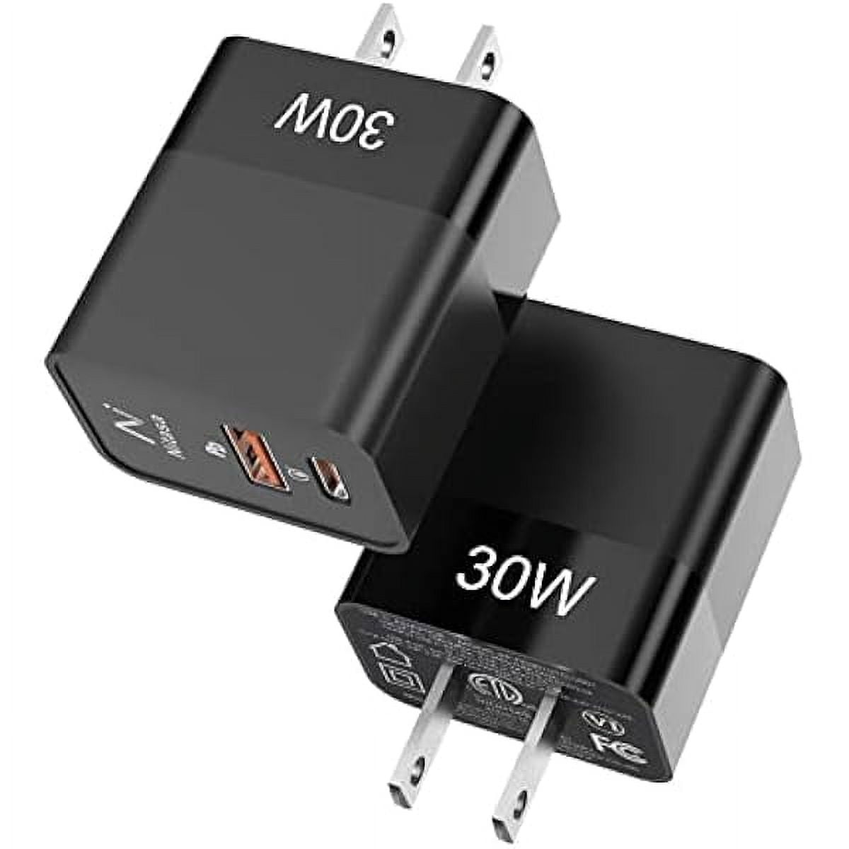 xzyuan 2 Pack USB C Wall Charger, 30W 2 Port PD Fast Charger Adapter for iPhone 15/16 Pro/17 Pro Max/17/iPad, Super Fast Charger Block(25W) Type C for Samsung S25/S24,Google Pixel 10/9 8 Pro