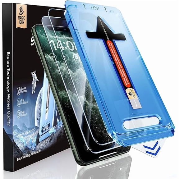 xzyuan 2 Pack for iPhone 11 Pro Max/XSMAX 6.5 inch Tempered Glass Screen Protector, Auto Dust-Elimination Installation, Bubble Free, HD Clear, Easy Installation