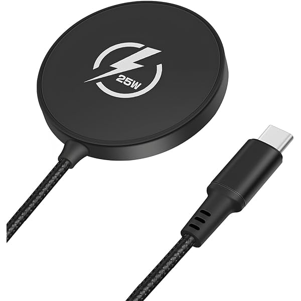 xzyuan 25W Qi2.2 Fast Wireless Charging Pad for MagSafe, Magnetic Wireless Charger for iPhone 17/16/15 Series, Portable Phone Travel Charger with 3.3ft Cable (Adapter NOT Included)-Black