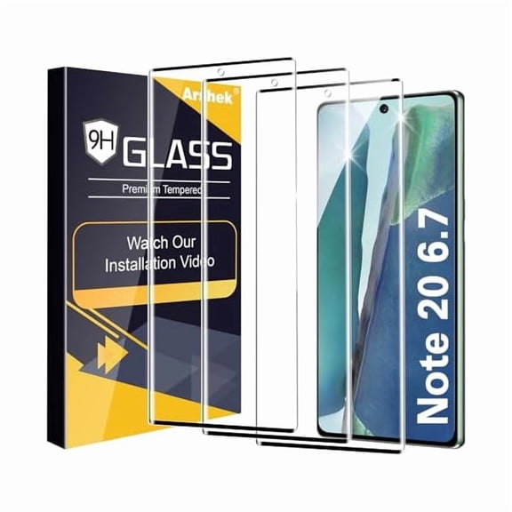 xzyuan 3 Pack Galaxy Note 20 Screen Protector, 9H Tempered Glass, Ultrasonic Fingerprint Support, 3D Curved,HD Clear Scratch Resistant for Samsung Note 20 Glass Screen Protector