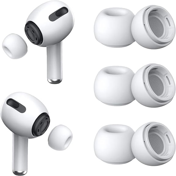 xzyuan [3 Pairs] Replacement Ear Tips for AirPods Pro & Pro 2 with Noise Reduction Hole, Silicone Ear Tips for AirPods Pro with Portable Storage Box and Fit in The Charging Case (X-Small, White)
