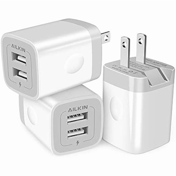 xzyuan 3Pack Fast Charging Cubes, Foldable Dual Port Charger Block, Fast USB Plug Power Adapter Fold up Box Base Brick for iPhone 17 Air/16 Pro/16 Plus/16 Pro Max/15/XR/XS Max Samsung Galaxy LG Pixel