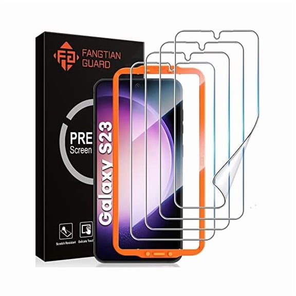 xzyuan [4-Pack] FANGTIAN for Samsung Galaxy S23 Screen Protector 6.1Inch [Not Glass] - Film for S23 Screen Protector [7H Hybrid][Fingerprint Compatible][Alignment Tool]