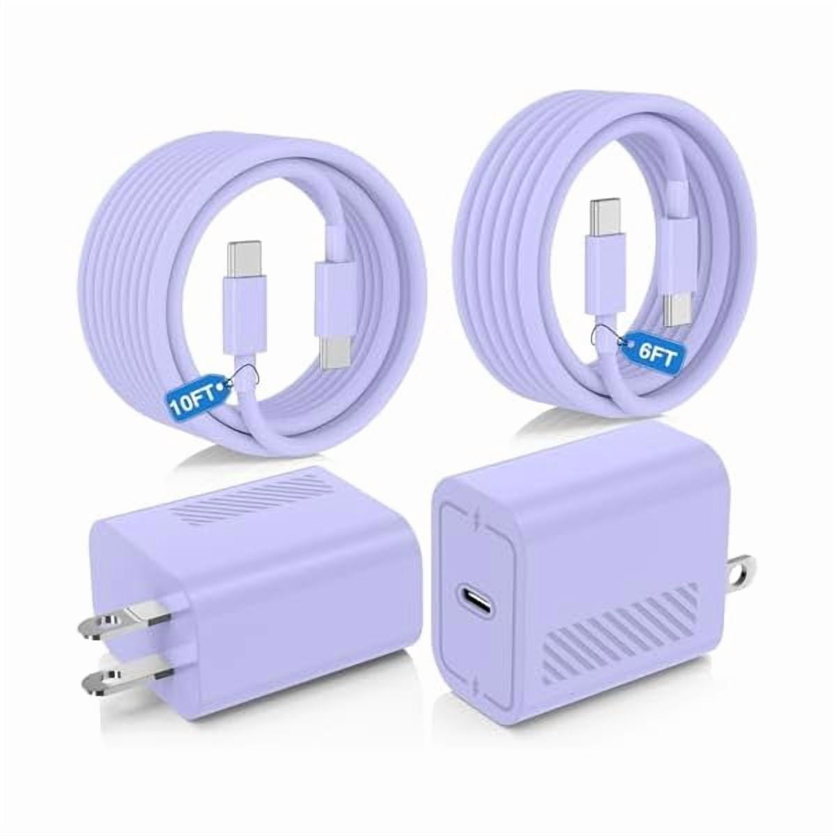 xzyuan 45W Super Fast Charger Type C for Samsung Galaxy S25/S24/S23 Ultra,USB C Android Phone Charger with 6FT/10FT Type C Cords for Galaxy S25/S24/S23+/S22 Plus/S20,iPhone 17/16/15 Pro Max-Purple