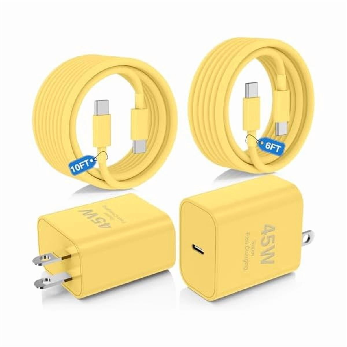 xzyuan 45W Super Fast Charger Type C for Samsung Galaxy S25/S24/S23 Ultra,USB C Android Phone Charger with 6FT/10FT Type C Cords for Galaxy S25/S24/S23+/S22 Plus/S20,iPhone 17/16/15 Pro Max-Yellow