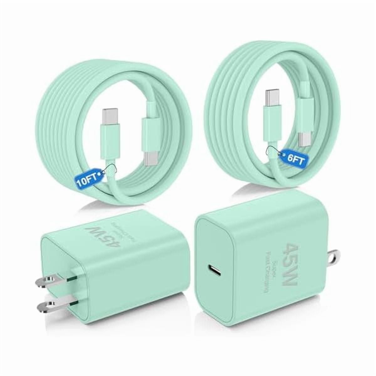 xzyuan 45W Super Fast Charger Type C for Samsung Galaxy S25/S24/S23 Ultra,USB C Android Phone Charger with 6FT/10FT Type C Cords for Galaxy S25/S24/S23+/S22 Plus/S20,iPhone 17/16/15 Pro Max-Green