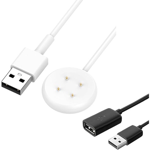 xzyuan [6.5FT] Extended Cable Charger Compatible for for Google Pixel Watch 2 3.3FT Charger+ 3.2FT USB Extension Cable (USB-A White)