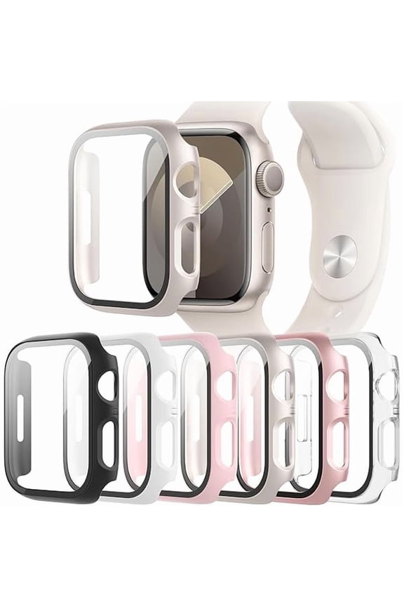 6-Pack Case Compatible with Apple Watch Series 11 10 42mm with Tempered Glass Screen Protector, Ultra-Thin Hard PC Protective Face Cover Bumper for iWatch 11/10 42 mm