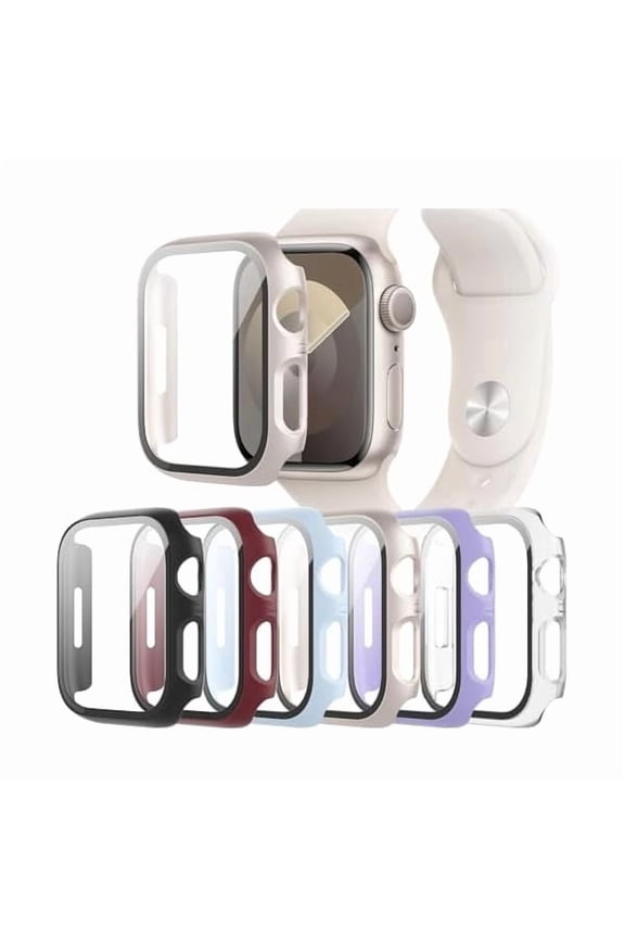 6-Pack Case Compatible with Apple Watch Series 11 10 46mm with Tempered Glass Screen Protector, Ultra-Thin Hard PC Protective Face Cover Bumper for iWatch 11/10 46 mm