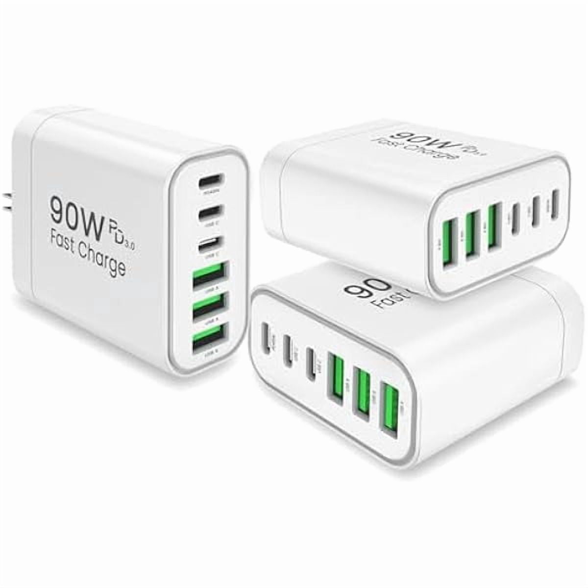 xzyuan 90W GaN USB C Charger Block [3 Pack],6-Port USB C Wall Charger Fast Charging 45W PD Power Adapter for MacBook Air/iPad Pro/iPhone 17Pro Max/Samsung Galaxy S24 Ultra/Tabs for Home Travel
