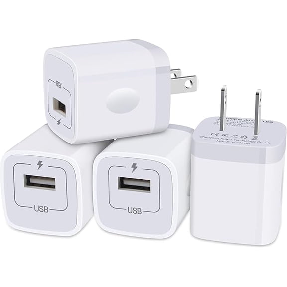 xzyuan Charger Block for iPhone, Plug in Phone Charger, 4Pack Single Port USB Wall Charge Fast Charging Adapter Cube Box for iPhone 16 15 14 13 SE(2020) 12/11pro/XS/XS Max,Samsung Galaxy S25/S24/S23