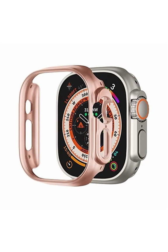 Compatible for Apple Watch Ultra Case 49mm, Shockproof Ultra-Thin Hard PC Bumper Case All-Around Edge Protective Cover Frame [NO Screen Protector] for iWatch Ultra/Ultra 2/Ultra 3, Rosegold