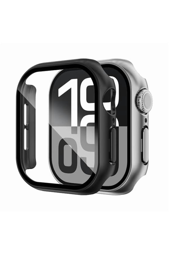 Fullife 2-Pack Compatible with Apple Watch Series 11/10 Case for Men Women, Hard PC Case with Tempered Glass Apple Watch Screen Protector for 42mm 46mm iWatch 11/10 Cover