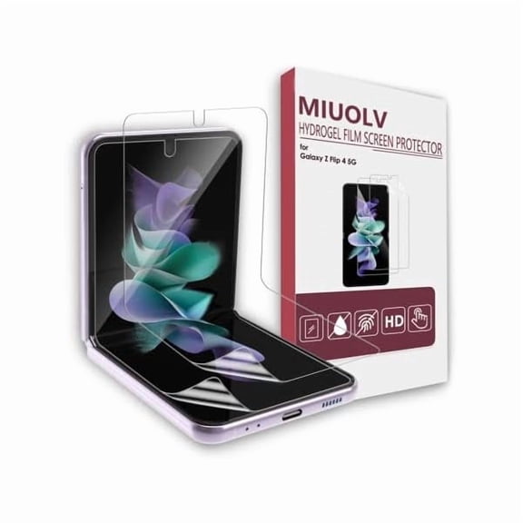 xzyuan Galaxy Z Flip 4 Screen Protector 2 Pack, Hydrogel Film Screen Protector for Samsung Galaxy Z Flip 4, Soft EPU Screen Protector Full Covered, High Definition, Scratch Self Recovery, Bubble Free