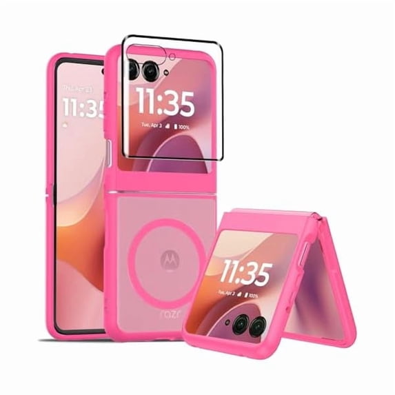 xzyuan for Motorola Razr 2025 Magnetic Case,Moto Razr 2025 Phone Case Compatible with Magsafe,Slim Thin Shockproof Protective Cover with Screen Protector for Motorola Razr 2025,Rose Red