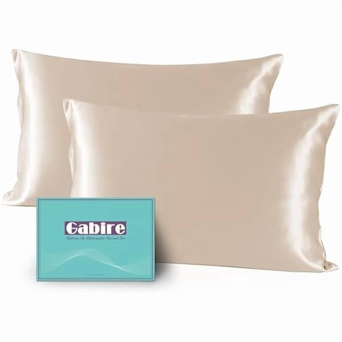 xzyuan Mulberry Silk Pillow Cases Set of 2, Both Sides Real Silk Pillow Cover for Hair and Skin Prevent Acne Pillowcase Organic Silk Pillowcase 2 Pack with Hidden Zipper, Champagne, Queen (20"×30")