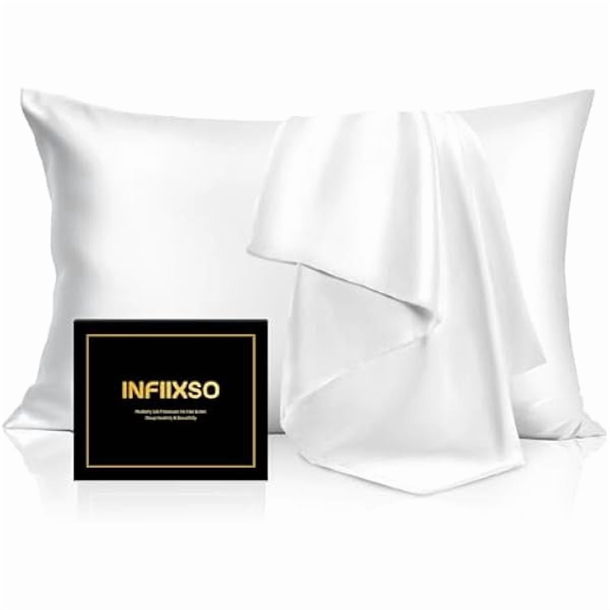 xzyuan Mulberry Silk Pillowcase 2 Count, Silk Pillow Cases Queen Size Set with Hidden Zipper 20x30 Inches, Ultra Smooth and Soft Cooling Pillow Cases for Hot Sleepers (White, 2 Count)