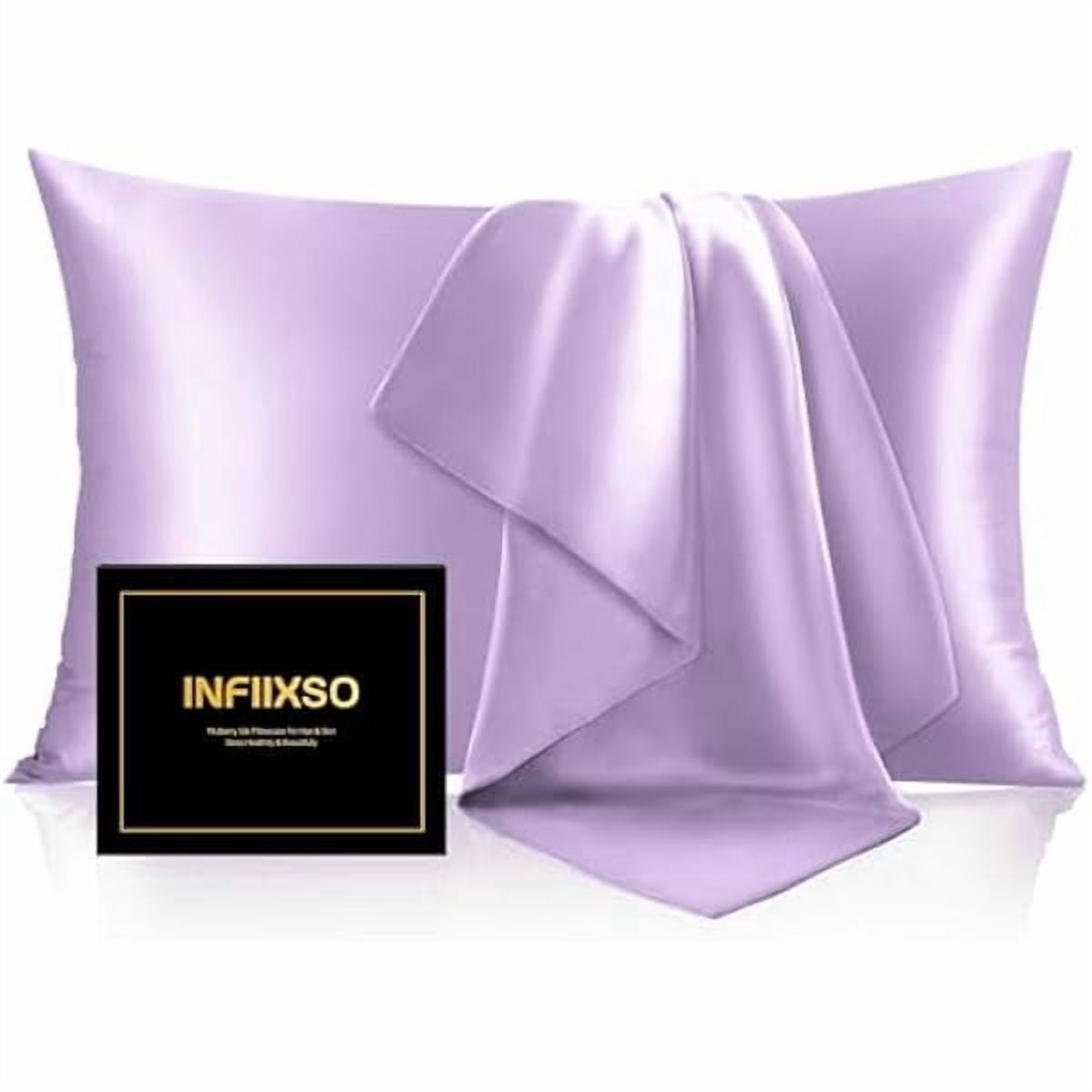 xzyuan Mulberry Silk Pillowcase for Hair and Skin, Silk Pillow Cases Queen Size Set of 2 with Hidden Zipper 20"x30", Ultra Smooth and Soft Cooling Pillow Cases for Hot Sleepers(Lavender, 2 Pack)