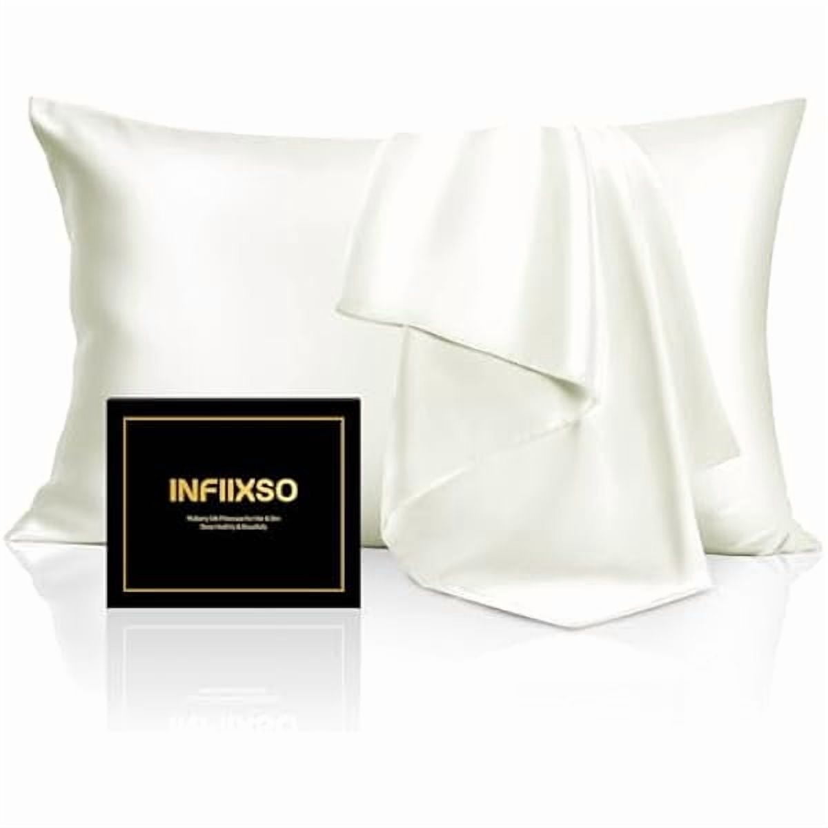 xzyuan Mulberry Silk Pillowcase for Hair and Skin, Silk Pillow Cases Queen Size Set of 2 with Hidden Zipper 20"x30", Ultra Smooth and Soft Cooling Pillow Cases for Hot Sleepers(Cream, 2 Pack)