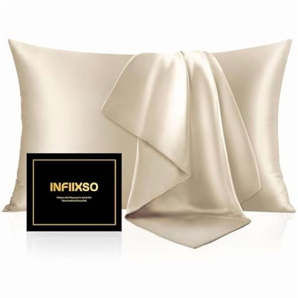 xzyuan Mulberry Silk Pillowcase for Hair and Skin, Silk Pillow Cases Queen Size Set of 2 with Hidden Zipper 20x30 Inches, Ultra Smooth and Soft Cooling Pillow Cases for Hot Sleepers(Beige, 2 Pack)
