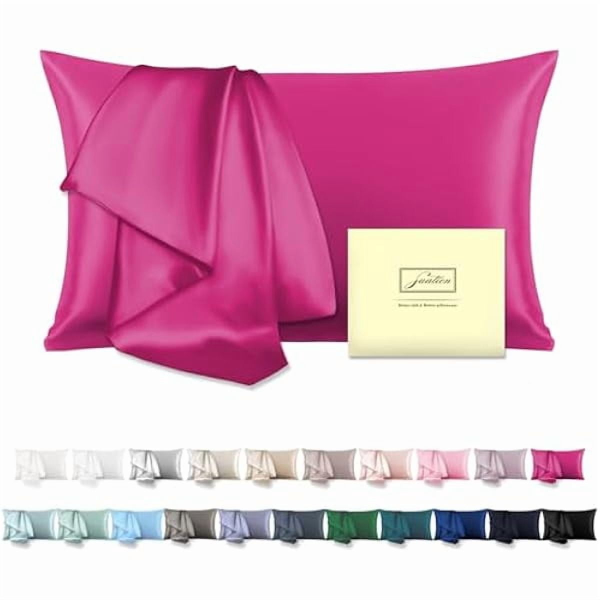 xzyuan Mulberry Silk Pillowcase for Hair and Skin Standard Size 20"X 26" Pillow Case with Hidden Zipper Soft Breathable Smooth Cooling Silk Pillow Covers for Sleeping (Hot Pink,Standard,1Pcs)