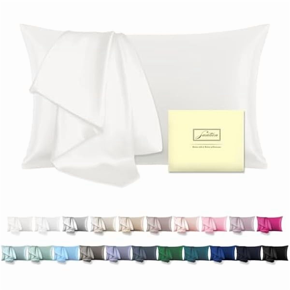 xzyuan Natural Mulberry Silk Pillowcase for Hair and Skin Queen Size 20"X30" Pillow Case with Hidden Zipper Soft Breathable Smooth Cooling Silk Pillow Covers for Sleeping (Ivory,Queen,1Pcs)