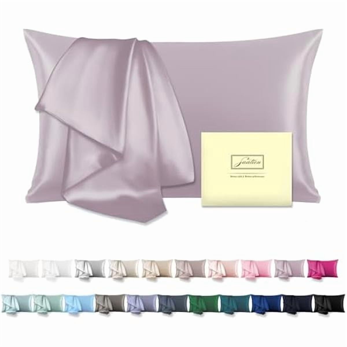 xzyuan Natural Mulberry Silk Pillowcase for Hair and Skin Queen Size 20"X30" Pillow Case with Hidden Zipper Soft Breathable Smooth Cooling Silk Pillow Covers for Sleeping (Lavender,Queen,1Pcs)