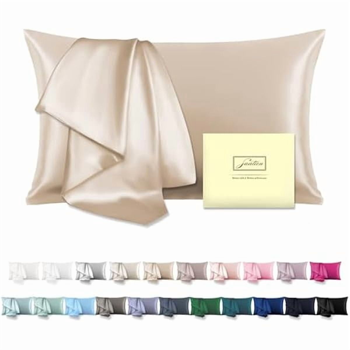 xzyuan Natural Mulberry Silk Pillowcase for Hair and Skin Queen Size 20"X30" Pillow Case with Hidden Zipper Soft Breathable Smooth Cooling Silk Pillow Covers for Sleeping (Champagne,Queen,1Pcs)