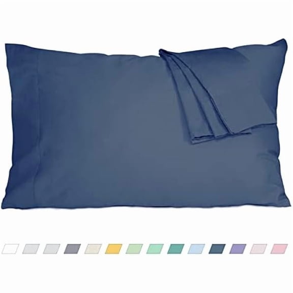 xzyuan Pillow Cases, Standard Queen Size Cotton Percale Weave Pillowcases, Pre-Shrunk Breathable and Hypoallergenic Pillowcases, Set of 2 (2 Piece Standard/Queen 20 Inch x 30 Inch, Crown Blue)