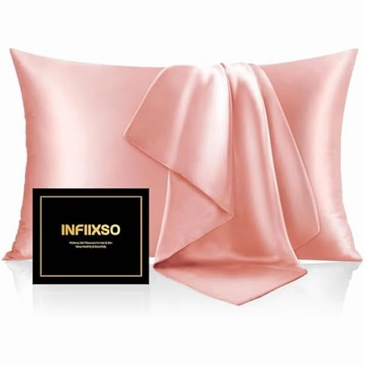 xzyuan Silk Pillow Cases 2 Pack Standard Size, Ultra Smooth & Soft Mulberry Silk Pillow Case for Hair and Skin, Breathable Cooling Silk Pillowcase with Hidden Zipper (Blush Pink, 20x26 Inches)