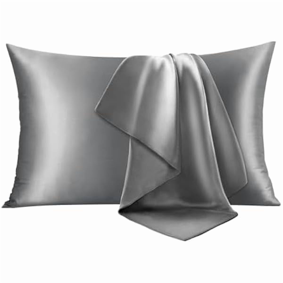 xzyuan Silk Pillow Cases Queen Size Set of 2-20x30Inches Silk Pillowcases with Hidden Zipper, Ultra Smooth and Soft Cooling Pillow Cases for Hot Sleepers (Dark Grey 20x30 Inches, 2 Pack)