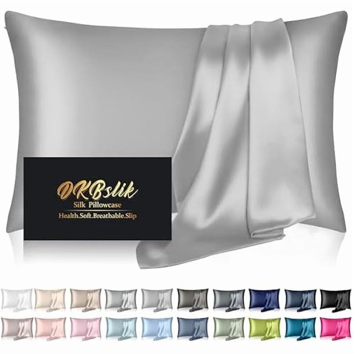 xzyuan Silk Pillowcase for Hair and Skin, Mulberry Silk Pillow Cases Queen Size, Smooth Anti Acne Cooling Sleep Both Sides Natural Silk Satin Pillowcases with Hidden Zipper, Gifts for Women Men, Grey