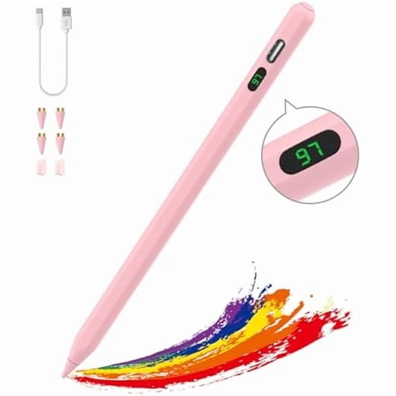xzyuan Stylus Pens for Touch Screens, Fast Charge Stylus Pen for Apple iPad/iPhone/Samsung/Lenovo/iOS/Android Tablets&Smart Phone Universal Stylus Capacitive Screen Pencil with Power Display, Pink