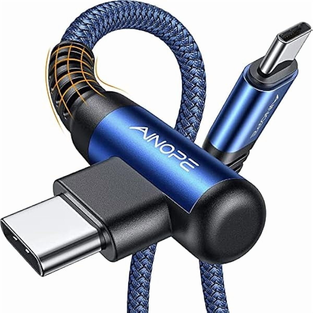 xzyuan USB C Cable 60W 2-Pack 10ft Nylon Braided USB C to USB C Cable Type C Charger Fast Charging Right Angle USBC Cable Charger Cord for iPhone 16 Pro Max 15 Plus Samsung S24 S23 iPad Pro Blue
